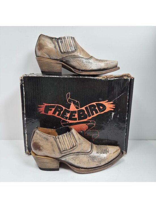 freebird Shoes - Freebird by Steven Wyoming Women's Tan Ankle Slip on Leather Boots US Size 6